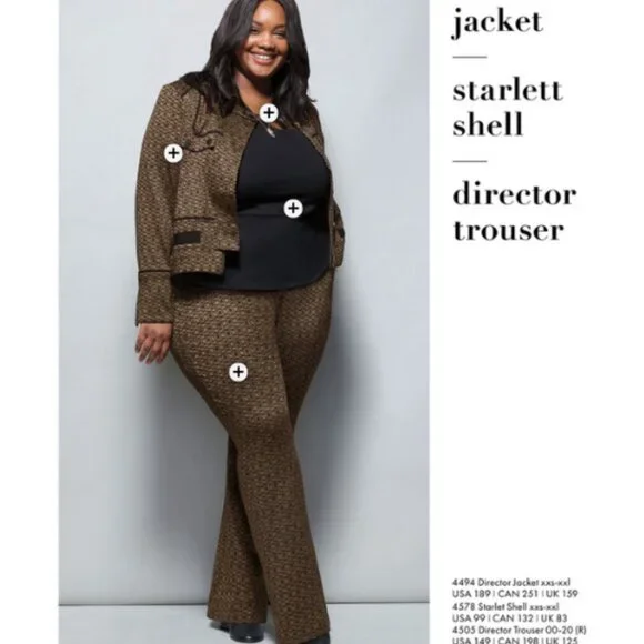 Cabi Director Trouser Style #4505 - Brown & Black Gold Print Sz 14 - Picture 2 of 16